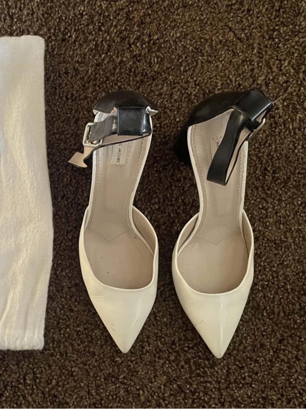 Marc Jacobs Black White Patent Leather Block Heels EU 39